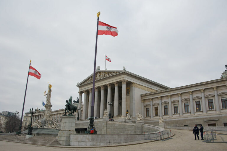 Austrian Flag and Parlament