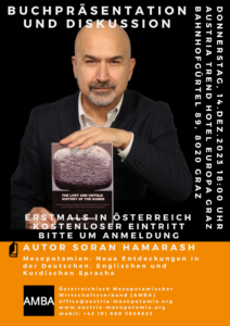 Invitation to the book presentation, reading and discussion by author Soran Hamarash on 14 December 2023 in Graz, Austria